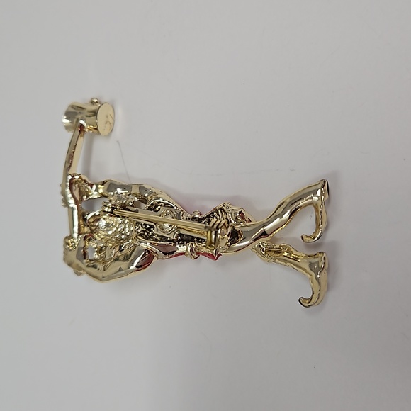 Vintage Pixie Elf Pin Brooch Enamel Gold Tone Red Black - Picture 5 of 9